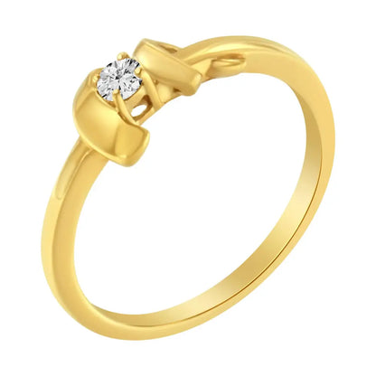 10kt Yellow Gold 1/10 Cttw Brilliant Round-cut Diamond Swirling Solitaire Promise Ring (h-i Color Si2-i1 Clarity)