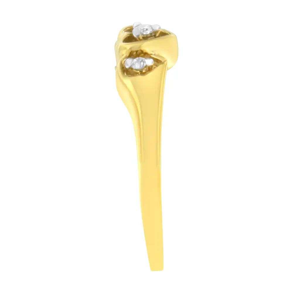 10kt Yellow Gold 1/20 Cttw Diamond Triple Heart Ring (k-l I1-i2) - Fine Jewelry us Direct