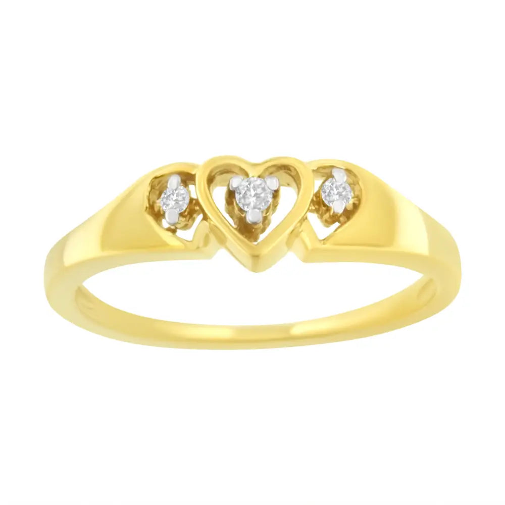 10kt Yellow Gold 1/20 Cttw Diamond Triple Heart Ring (k-l I1-i2) - Fine Jewelry us Direct