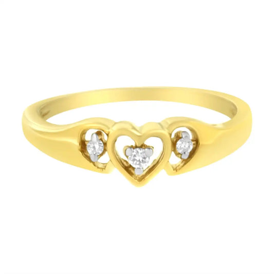 10kt Yellow Gold 1/20 Cttw Diamond Triple Heart Ring (k-l I1-i2) - Fine Jewelry us Direct