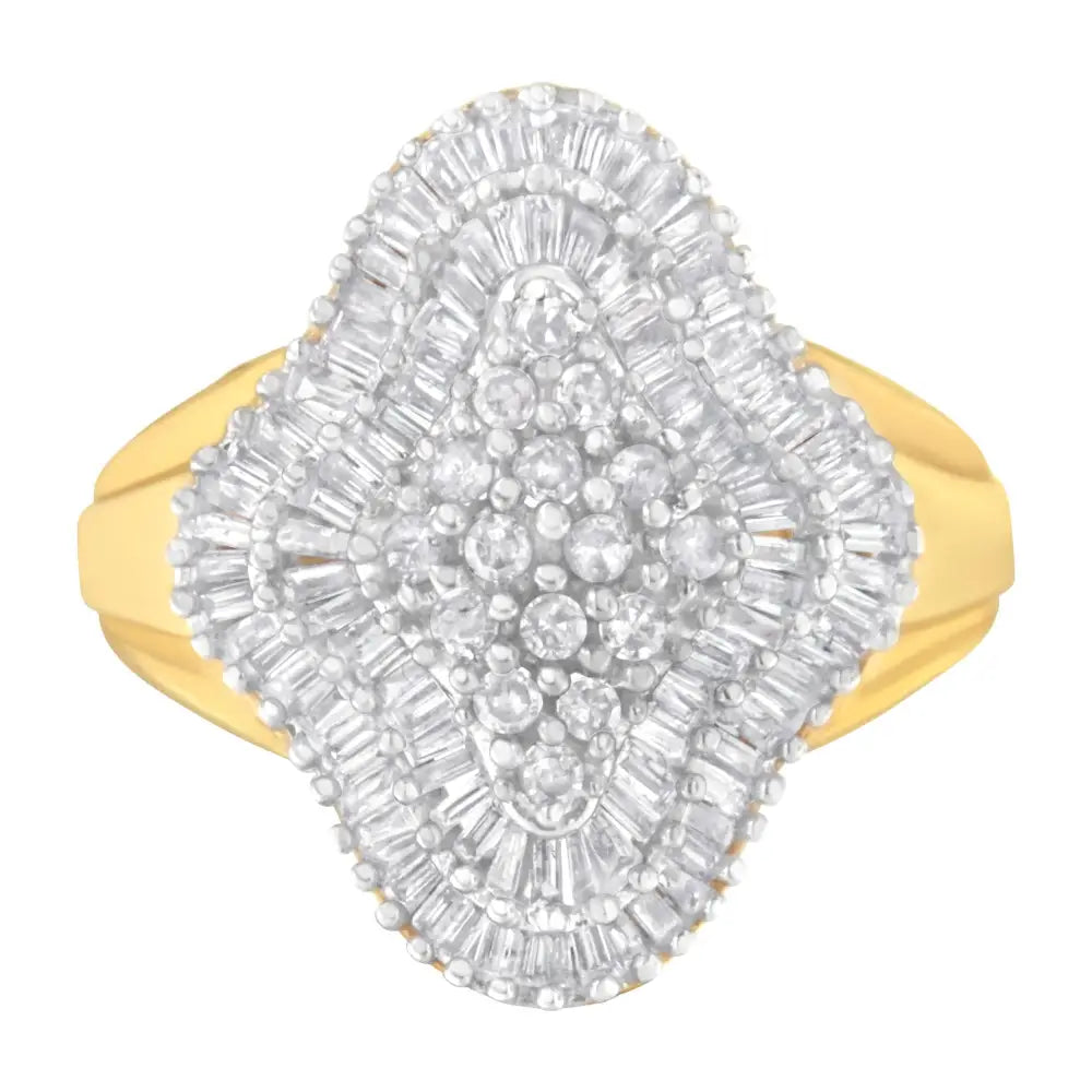 10kt Yellow Gold 1 Cttw Diamond Cluster Ring (i-j I1-i2) - Fine Jewelry us Direct