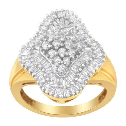 10kt Yellow Gold 1 Cttw Diamond Cluster Ring (i-j I1-i2) - Fine Jewelry us Direct