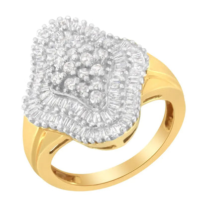 10kt Yellow Gold 1 Cttw Diamond Cluster Ring (i-j I1-i2) - Fine Jewelry us Direct