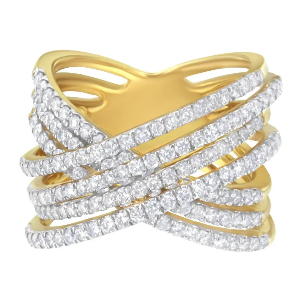 10kt Yellow Gold Diamond Bypass Ring (1 5/8 Cttw H-i Color Si2-i1 Clarity) - 7 - Fine Jewelry us Direct