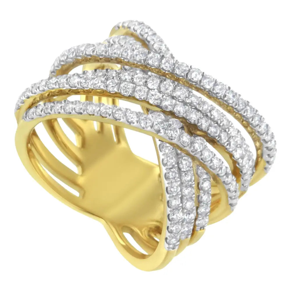 10kt Yellow Gold Diamond Bypass Ring (1 5/8 Cttw H-i Color Si2-i1 Clarity) - 7 - Fine Jewelry us Direct