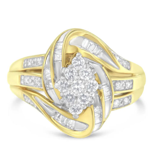 10kt Yellow Gold Diamond Cocktail Ring (1/2 Cttw H-i Color Si2-i1 Clarity - 7 - Fine Jewelry us Direct