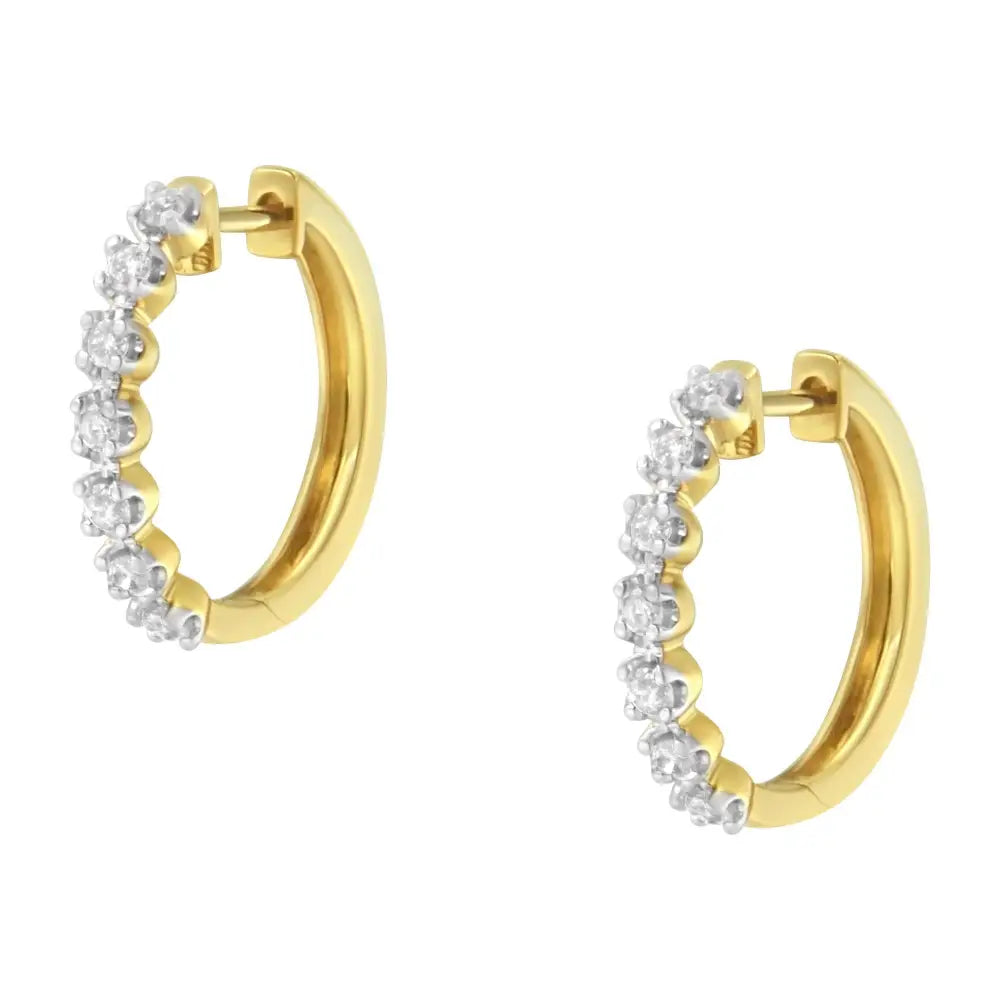 10kt Yellow Gold Diamond Huggy Hoop Earrings (1/2 Cttw J-k Color I2-i3 Clarity) - Fine Jewelry us Direct