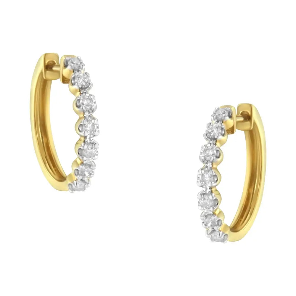 10kt Yellow Gold Diamond Huggy Hoop Earrings (1/2 Cttw J-k Color I2-i3 Clarity) - Fine Jewelry us Direct