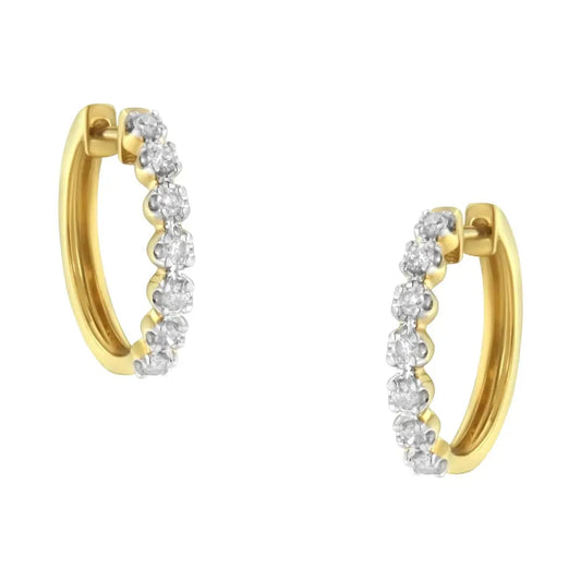 10kt Yellow Gold Diamond Huggy Hoop Earrings (1/2 Cttw J-k Color I2-i3 Clarity) - Fine Jewelry us Direct