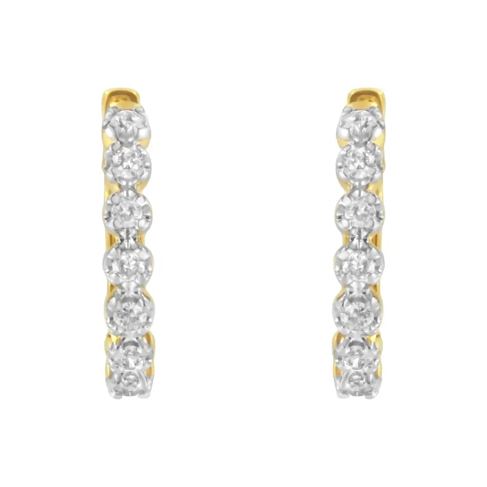 10kt Yellow Gold Diamond Huggy Hoop Earrings (1/2 Cttw J-k Color I2-i3 Clarity) - Fine Jewelry us Direct