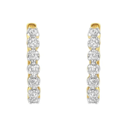 10kt Yellow Gold Diamond Huggy Hoop Earrings (1/2 Cttw J-k Color I2-i3 Clarity) - Fine Jewelry us Direct