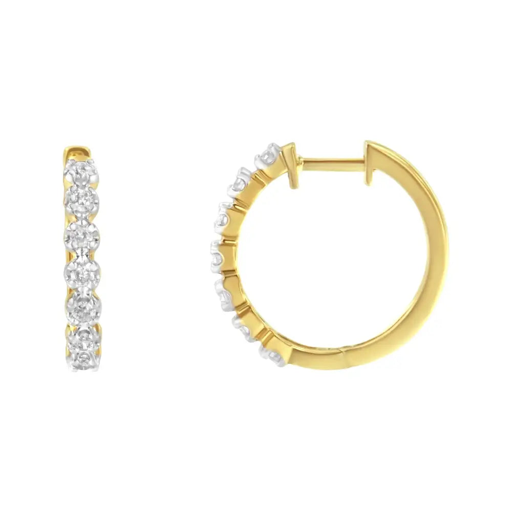 10kt Yellow Gold Diamond Huggy Hoop Earrings (1/2 Cttw J-k Color I2-i3 Clarity) - Fine Jewelry us Direct