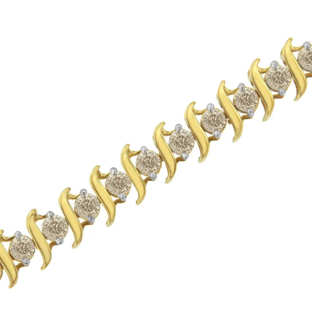 10kt Yellow Gold Diamond S-link Bracelet (3 Cttw J-k Color I2-i3 Clarity) - Fine Jewelry us Direct