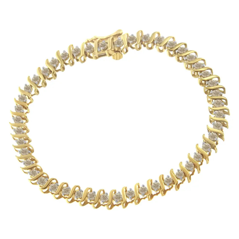 10kt Yellow Gold Diamond S-link Bracelet (3 Cttw J-k Color I2-i3 Clarity) - Fine Jewelry us Direct