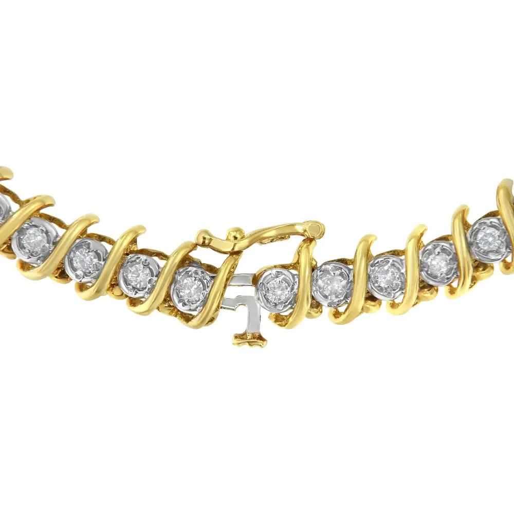 10kt Yellow Gold Diamond S-link Tennis Bracelet (1 Cttw I-j Color I1-i2 Clarity) - Fine Jewelry us Direct