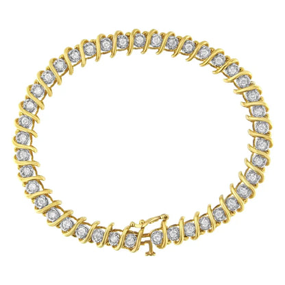 10kt Yellow Gold Diamond S-link Tennis Bracelet (1 Cttw I-j Color I1-i2 Clarity) - Fine Jewelry us Direct