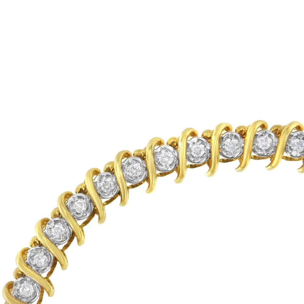 10kt Yellow Gold Diamond S-link Tennis Bracelet (1 Cttw I-j Color I1-i2 Clarity) - Fine Jewelry us Direct