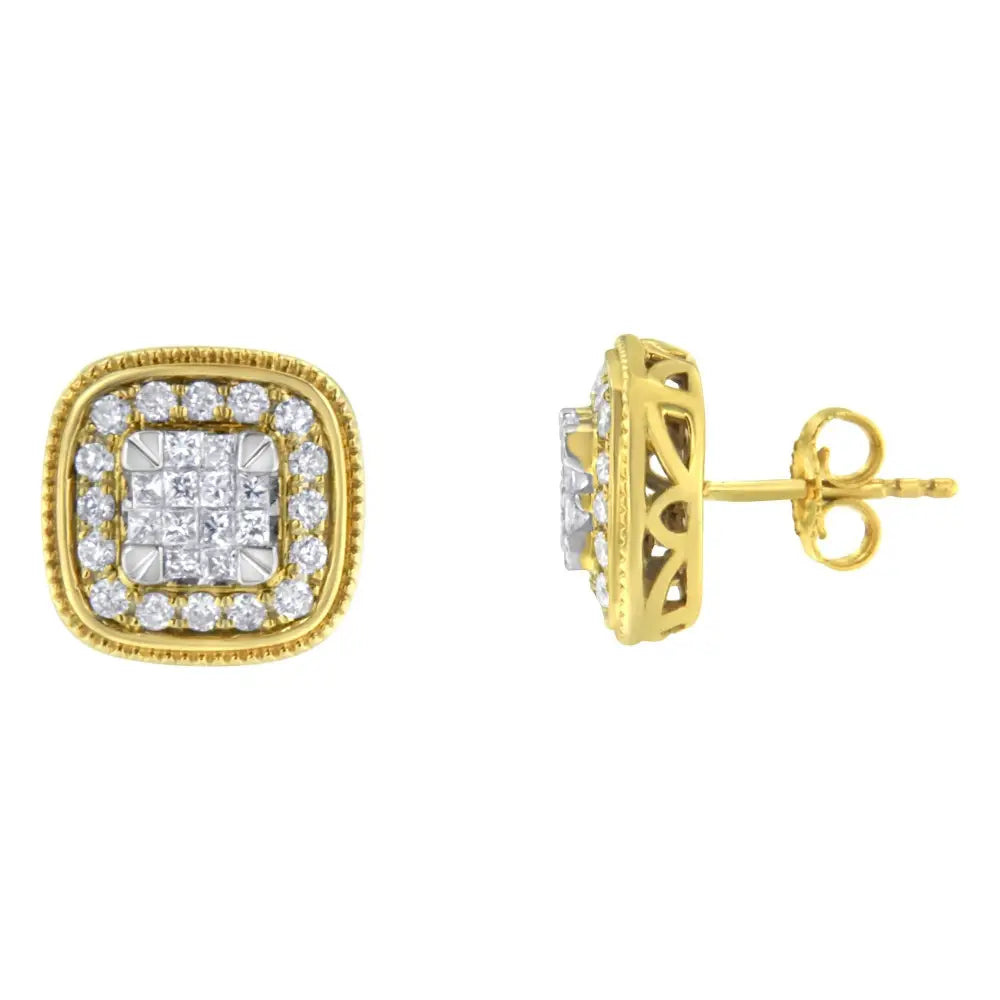 10kt Yellow Gold Diamond Stud Earings (3/4 Cttw H-i Color Si2-i1 Clarity) - Fine Jewelry us Direct