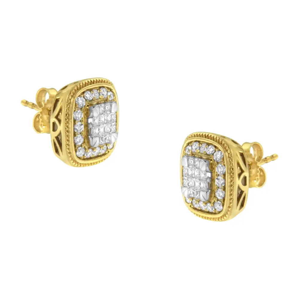 10kt Yellow Gold Diamond Stud Earings (3/4 Cttw H-i Color Si2-i1 Clarity) - Fine Jewelry us Direct