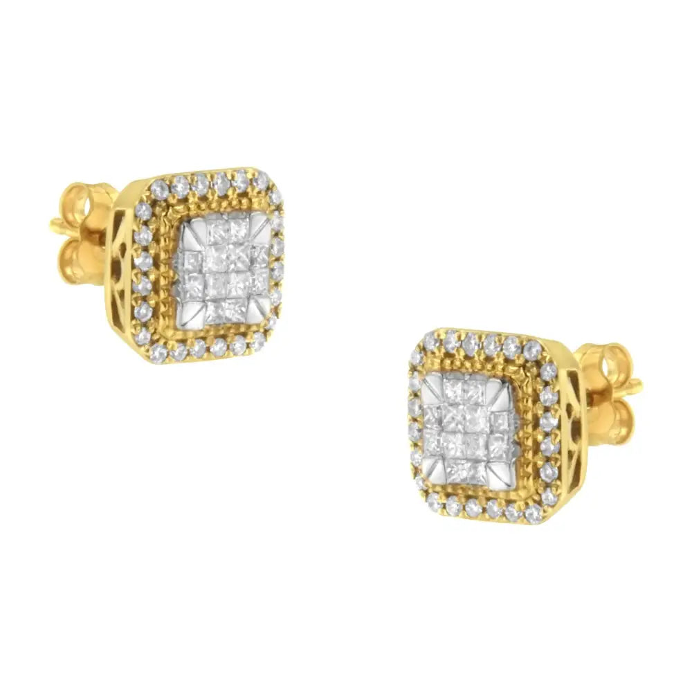 10kt Yellow Gold Diamond Stud Earrings (1/2 Cttw H-i Color Si2-i1 Clarity) - Fine Jewelry us Direct