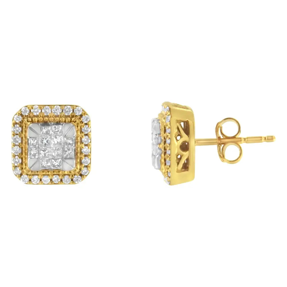 10kt Yellow Gold Diamond Stud Earrings (1/2 Cttw H-i Color Si2-i1 Clarity) - Fine Jewelry us Direct