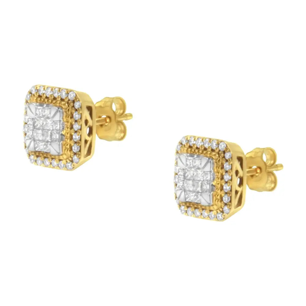 10kt Yellow Gold Diamond Stud Earrings (1/2 Cttw H-i Color Si2-i1 Clarity) - Fine Jewelry us Direct