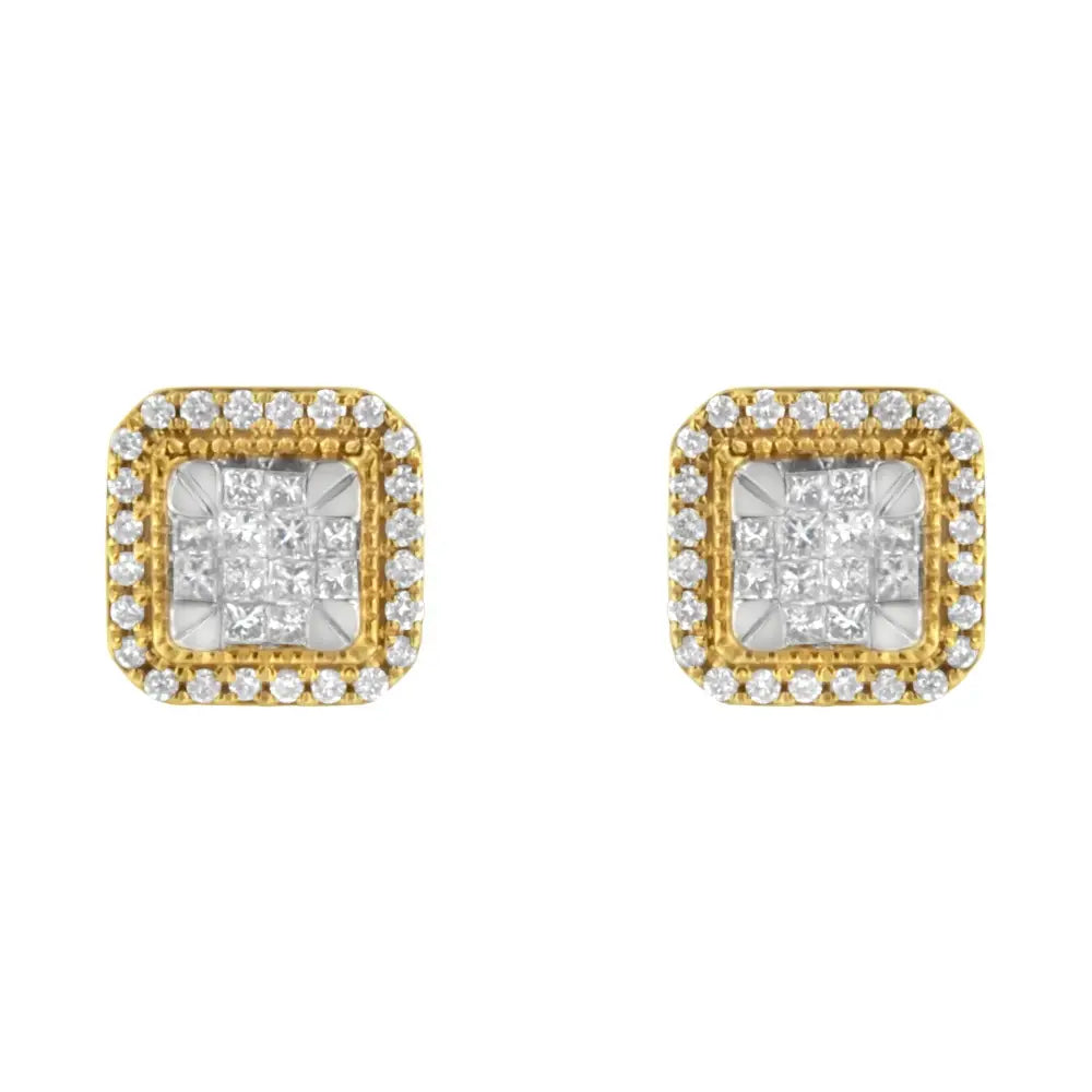 10kt Yellow Gold Diamond Stud Earrings (1/2 Cttw H-i Color Si2-i1 Clarity) - Fine Jewelry us Direct