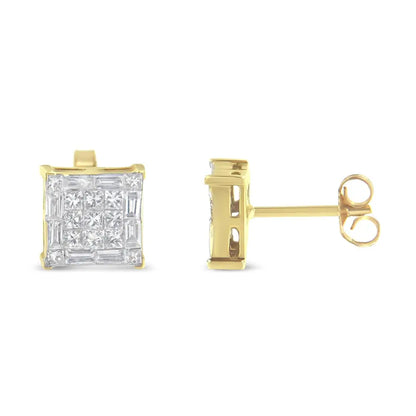 10kt Yellow Gold Diamond Stud Earrings (1 Cttw I-j Color Si2-i1 Clarity) - Fine Jewelry us Direct