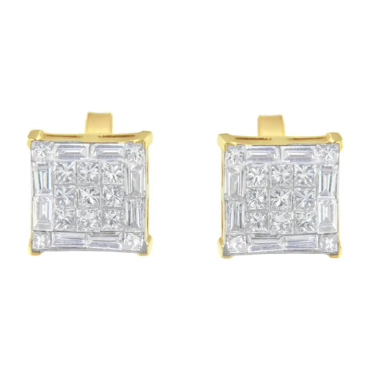 10kt Yellow Gold Diamond Stud Earrings (1 Cttw I-j Color Si2-i1 Clarity) - Fine Jewelry us Direct