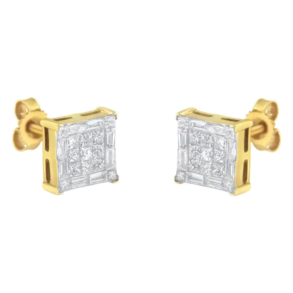 10kt Yellow Gold Diamond Stud Earrings (1 Cttw I-j Color Si2-i1 Clarity) - Fine Jewelry us Direct