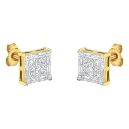 10kt Yellow Gold Diamond Stud Earrings (1 Cttw I-j Color Si2-i1 Clarity) - Fine Jewelry us Direct