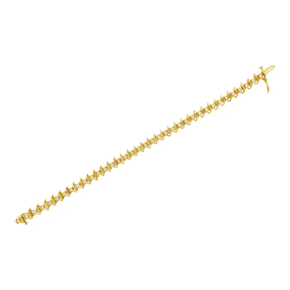 10kt Yellow Gold Plated.925 Sterling Silver 1 Cttw Prong-set Diamond Link Bracelet (j-k I1-i2) - 7.5’’ - Fine