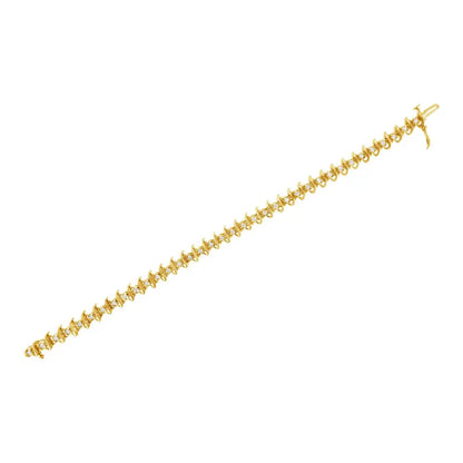 10kt Yellow Gold Plated.925 Sterling Silver 1 Cttw Prong-set Diamond Link Bracelet (j-k I1-i2) - 7.5’’ - Fine