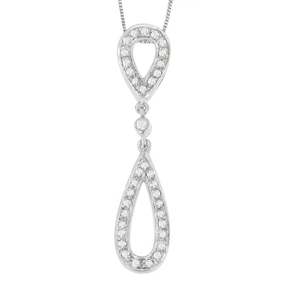 14 White Gold 1/4 Cttw Round Cut Diamond Double Tear Drop Pendant Necklace (h-i I2-i3) - Fine Jewelry us Direct