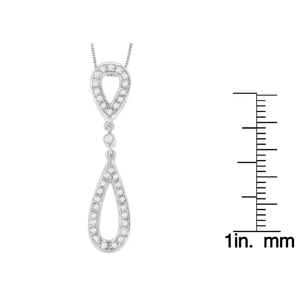 14 White Gold 1/4 Cttw Round Cut Diamond Double Tear Drop Pendant Necklace (h-i I2-i3) - Fine Jewelry us Direct