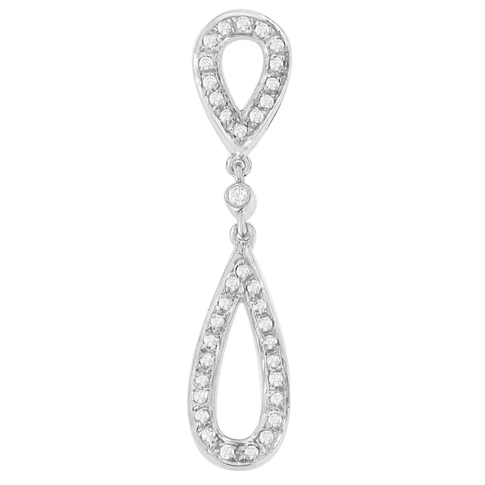 14 White Gold 1/4 Cttw Round Cut Diamond Double Tear Drop Pendant Necklace (h-i I2-i3) - Fine Jewelry us Direct