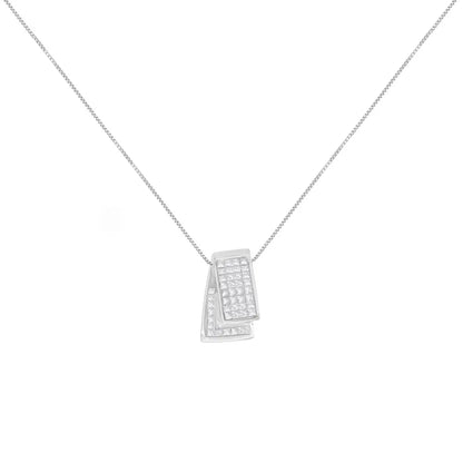 14k Gold 1.0 Cttw Princess Cut Diamond Two Tone Foldover Box Pendant 18” Chain Necklace (h-i Color Si2-i1 Clarity)