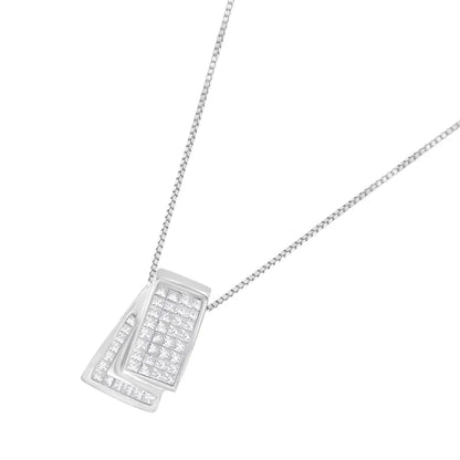 14k Gold 1.0 Cttw Princess Cut Diamond Two Tone Foldover Box Pendant 18” Chain Necklace (h-i Color Si2-i1 Clarity)