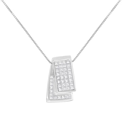 14k Gold 1.0 Cttw Princess Cut Diamond Two Tone Foldover Box Pendant 18” Chain Necklace (h-i Color Si2-i1 Clarity)