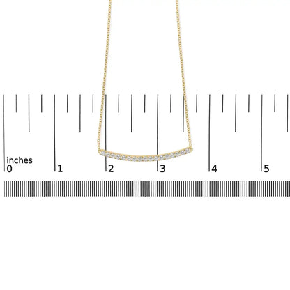 14k Gold 1.00 Cttw Diamond Curved Bar Pendant Necklace (h-i Color Vs2-si1 Clarity) - 18 Inches - Fine Jewelry us Direct