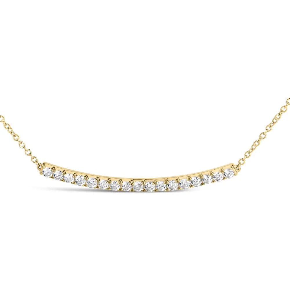 14k Gold 1.00 Cttw Diamond Curved Bar Pendant Necklace (h-i Color Vs2-si1 Clarity) - 18 Inches - Fine Jewelry us Direct