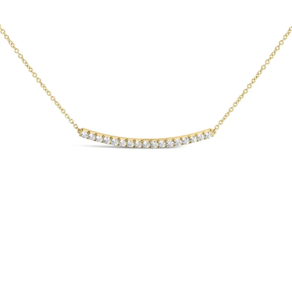 14k Gold 1.00 Cttw Diamond Curved Bar Pendant Necklace (h-i Color Vs2-si1 Clarity) - 18 Inches - Fine Jewelry us Direct