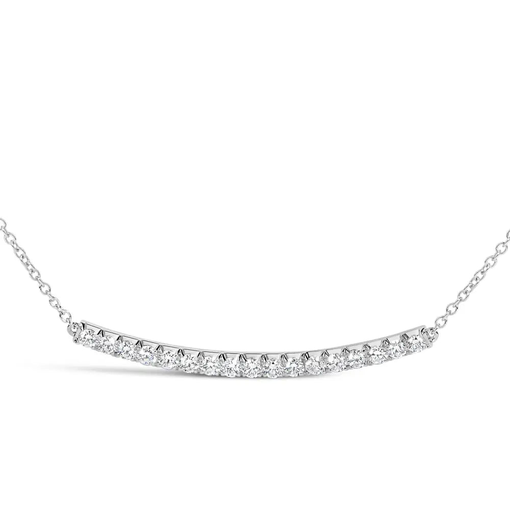 14k Gold 1.00 Cttw Diamond Curved Bar Pendant Necklace (h-i Color Vs2-si1 Clarity) - 18 Inches - Fine Jewelry us Direct