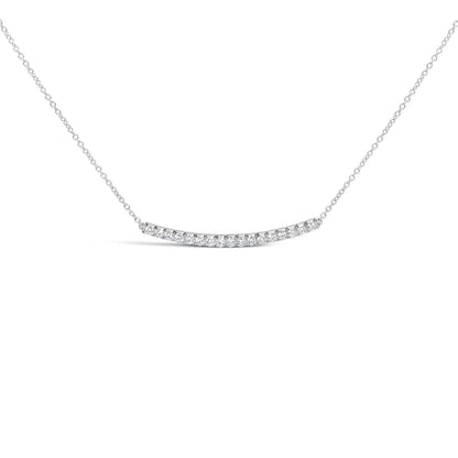 14k Gold 1.00 Cttw Diamond Curved Bar Pendant Necklace (h-i Color Vs2-si1 Clarity) - 18 Inches - Fine Jewelry us Direct