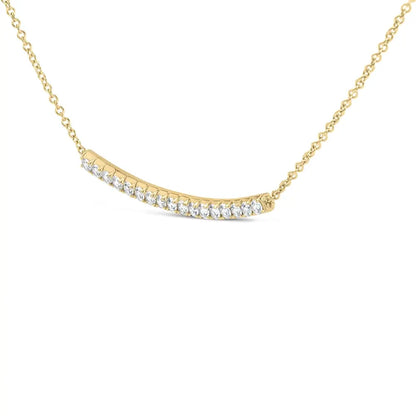 14k Gold 1.00 Cttw Diamond Curved Bar Pendant Necklace (h-i Color Vs2-si1 Clarity) - 18 Inches - Fine Jewelry us Direct