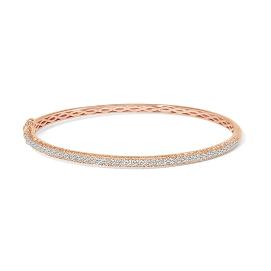 14k Gold 1.00 Cttw Half Eternity Diamond Bangle Bracelet (g-h Color Si2-i1 Clarity) - 7’’ Inches - Fine Jewelry