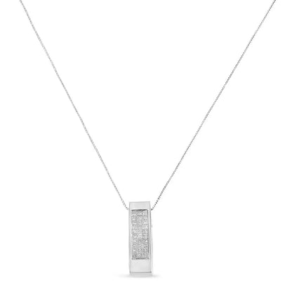 14k Gold 1/2 Cttw Invisible Set Princess Cut Diamond Vertical Bar Block Pendant 18’’ Necklace (h-i Color Si2-i1