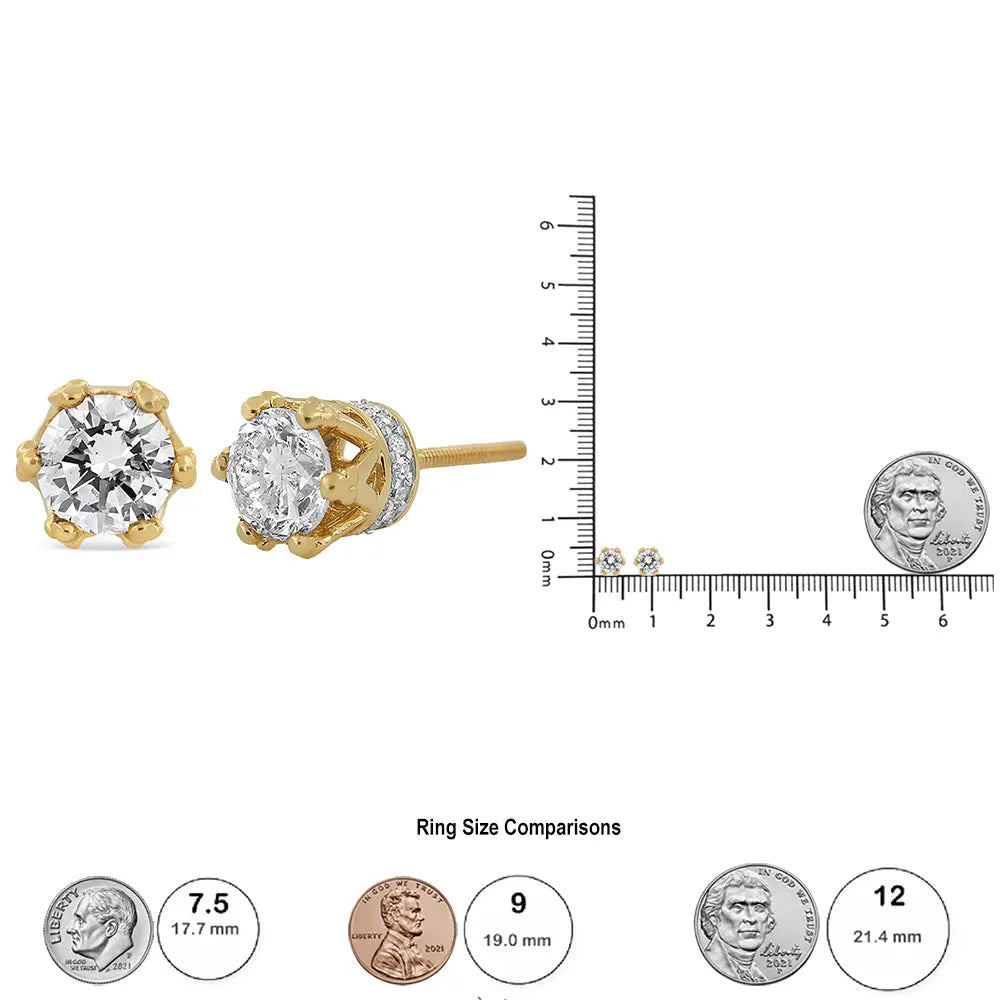 14k Gold 1/2 Cttw Round Diamond Crown Stud Earring (i-j Color I1-i2 Clarity) - Fine Jewelry us Direct