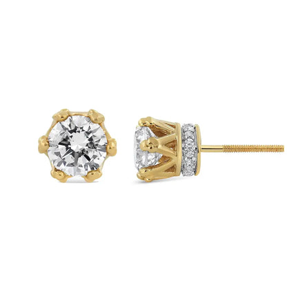 14k Gold 1/2 Cttw Round Diamond Crown Stud Earring (i-j Color I1-i2 Clarity) - Fine Jewelry us Direct