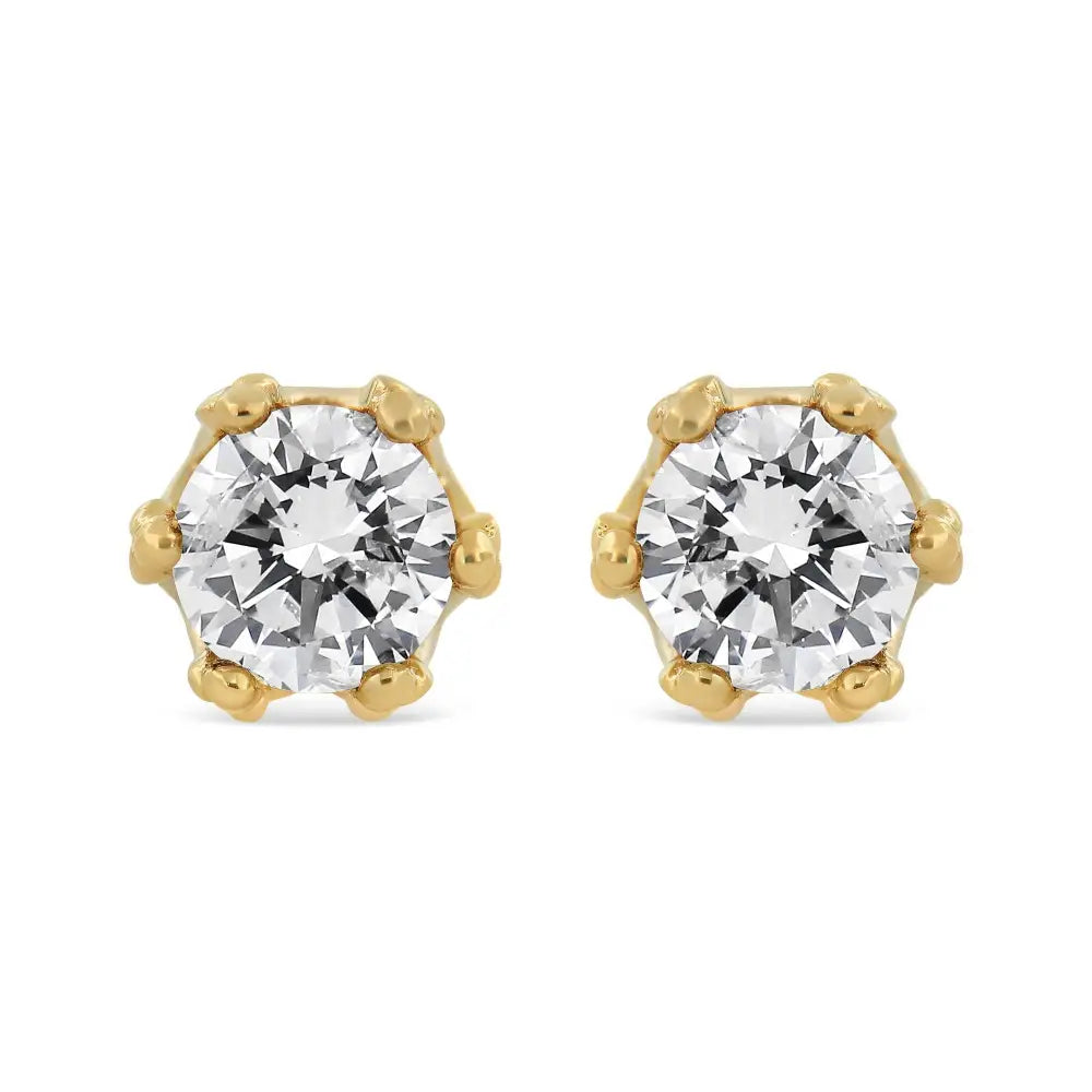 14k Gold 1/2 Cttw Round Diamond Crown Stud Earring (i-j Color I1-i2 Clarity) - Fine Jewelry us Direct